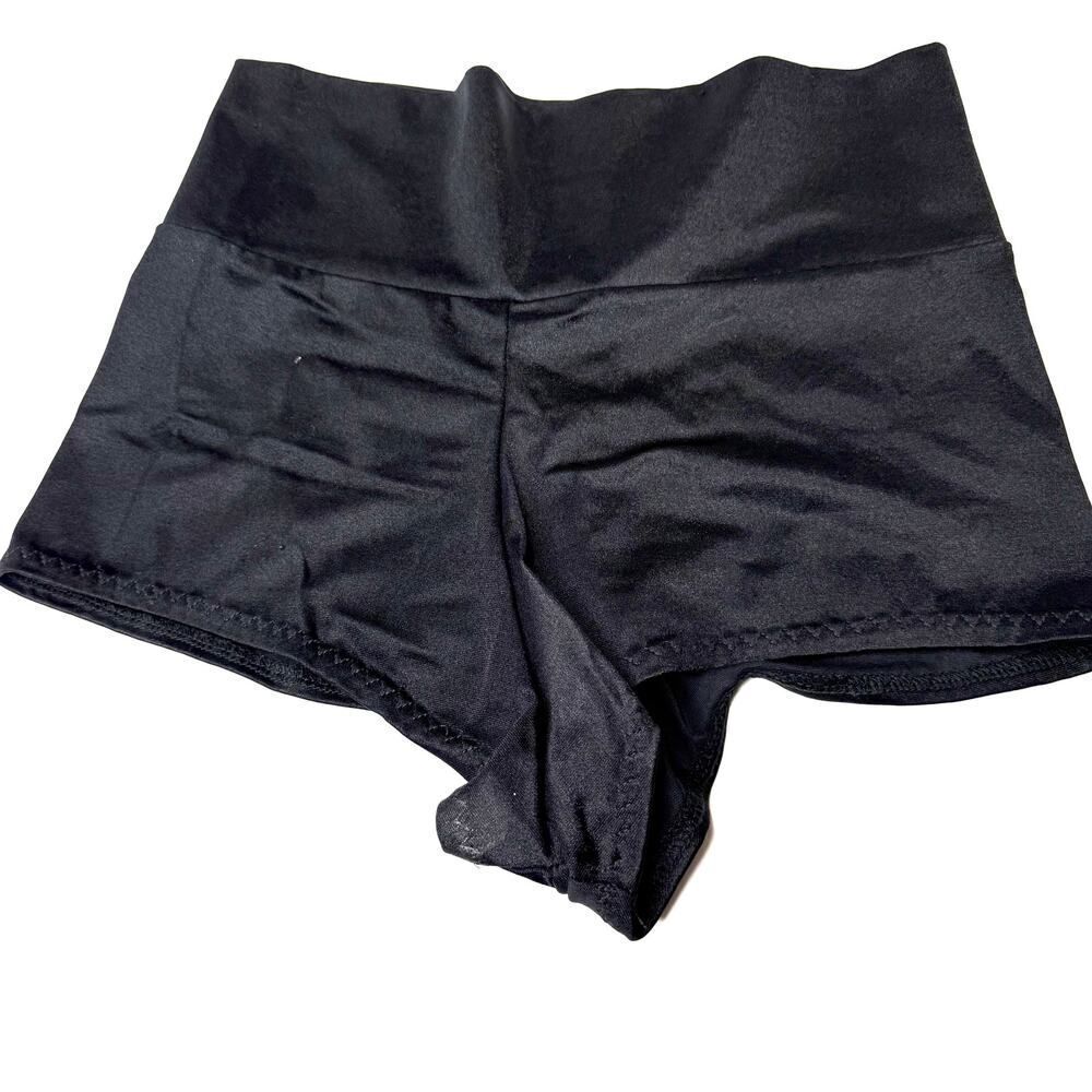 Custom High-Waisted Black Pole Burlesque Dance Shorts – Super Short, Cheeky, (S)